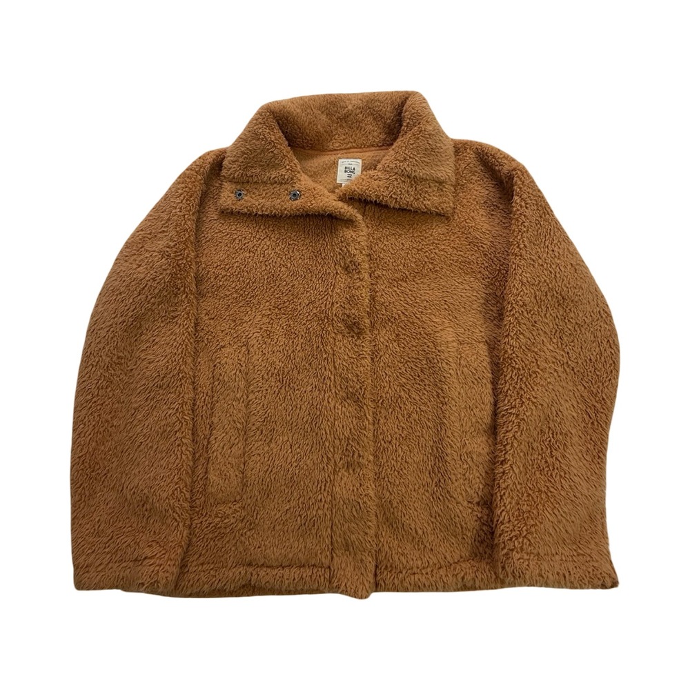 Billabong Teddy Jacket Womens S Brown Faux Fur Snap Front J604SBCO Coastal